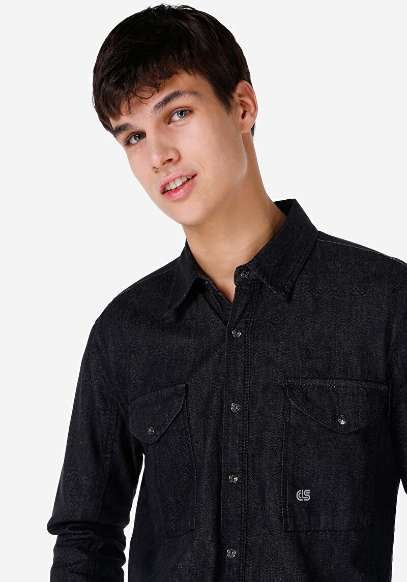 Показати інформацію про 021 Joel Сорочка З Довгим Рукавом Чоловіча Чорна  Cl1067506