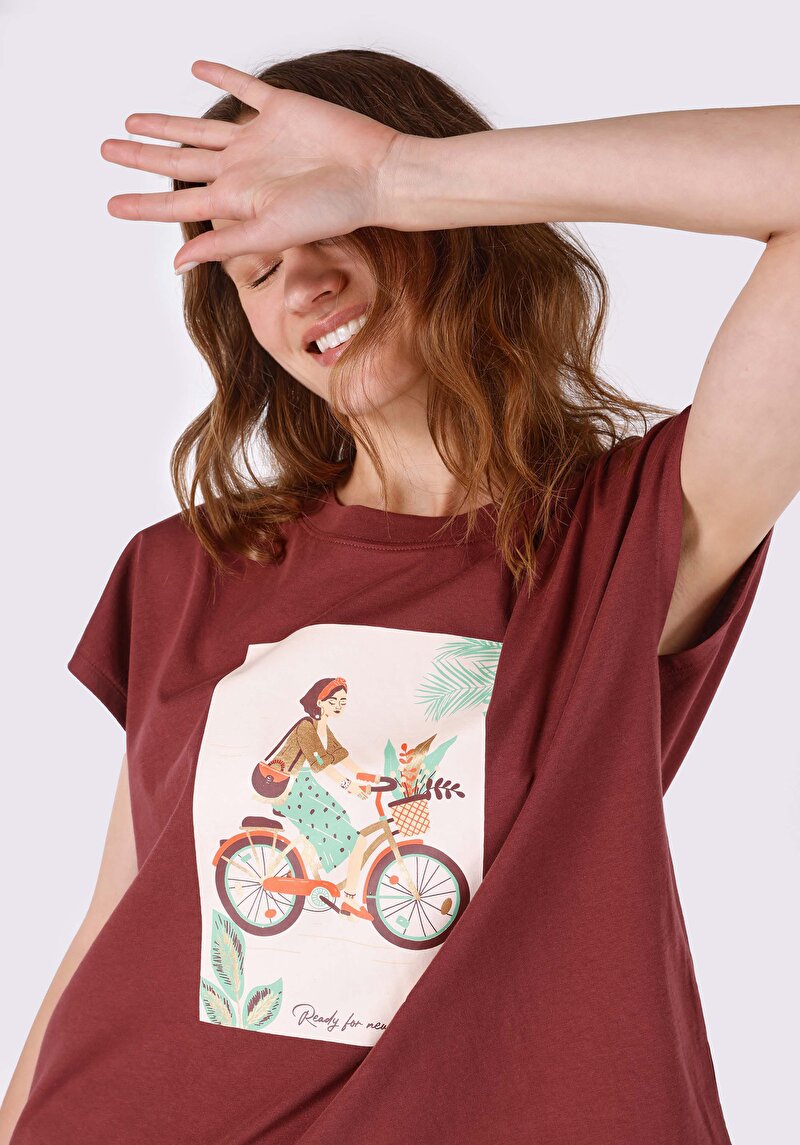 Показати інформацію про Футболка З Коротким Рукавом Жіноча Коричнева  Cl1063820