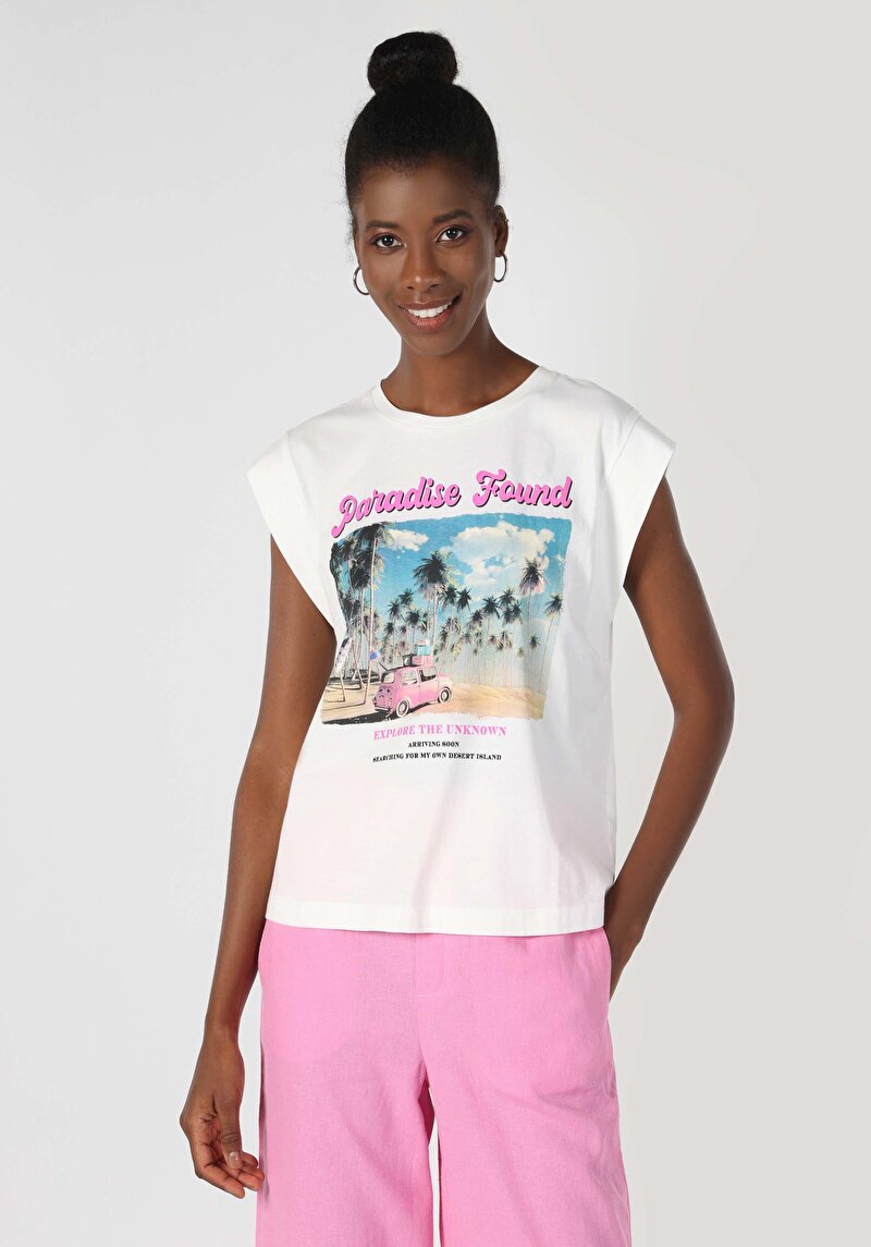 Показати інформацію про Футболка З Коротким Рукавом Жіноча Біла  Cl1063992