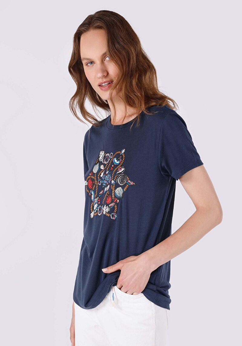 Показати інформацію про Футболка З Коротким Рукавом Жіноча Синя  Cl1064067