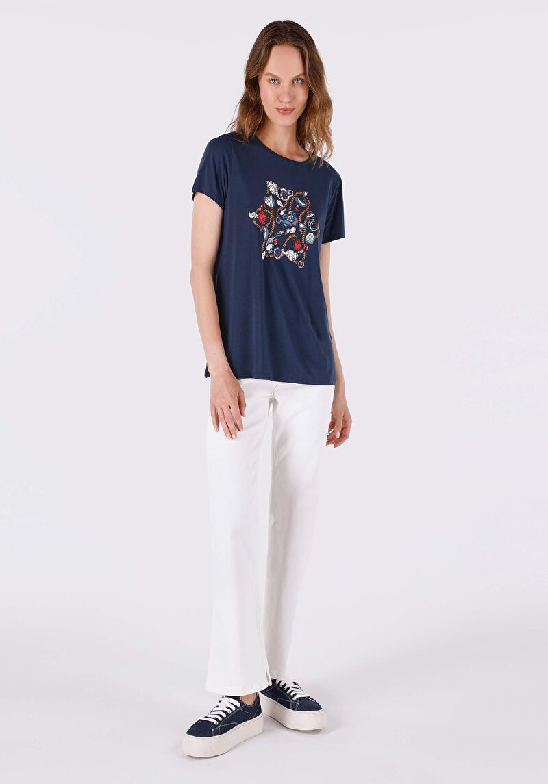 Показати інформацію про Футболка З Коротким Рукавом Жіноча Синя  Cl1064067