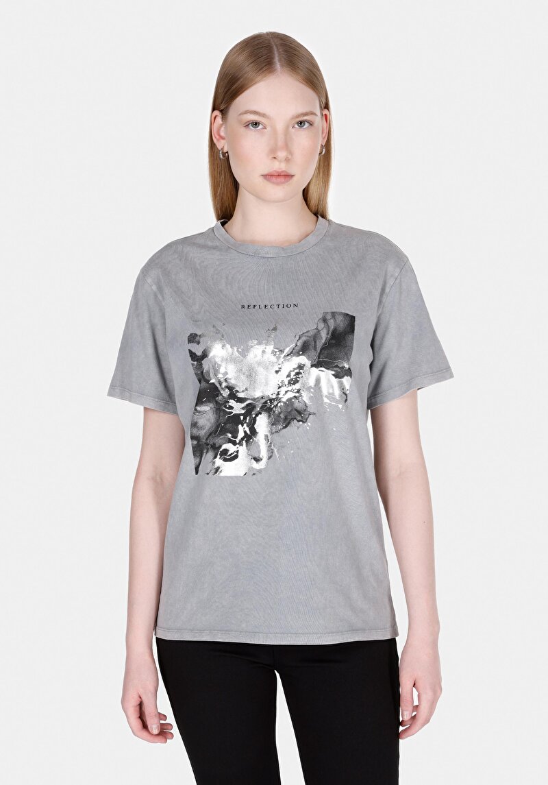 Зображення Футболка З Коротким Рукавом Жіноча Сіра  Cl1072540