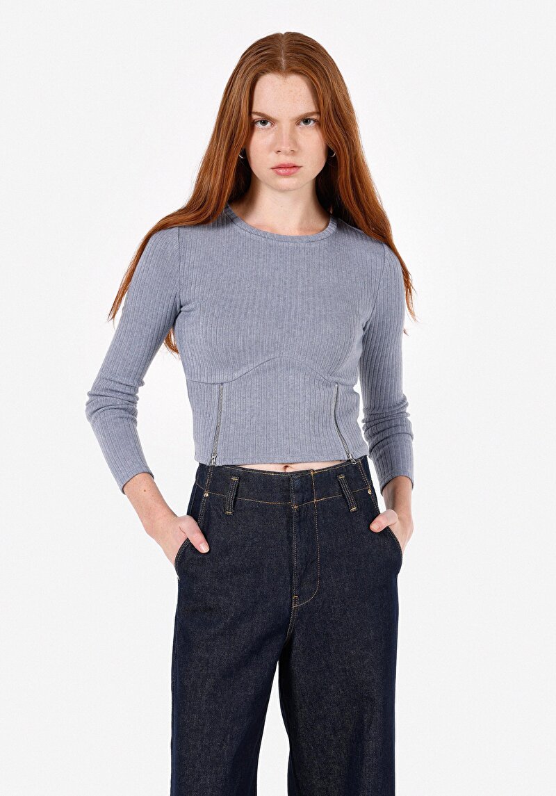 Зображення Блуза З Довгим Рукавом Жіноча Блакитна Cl1072551