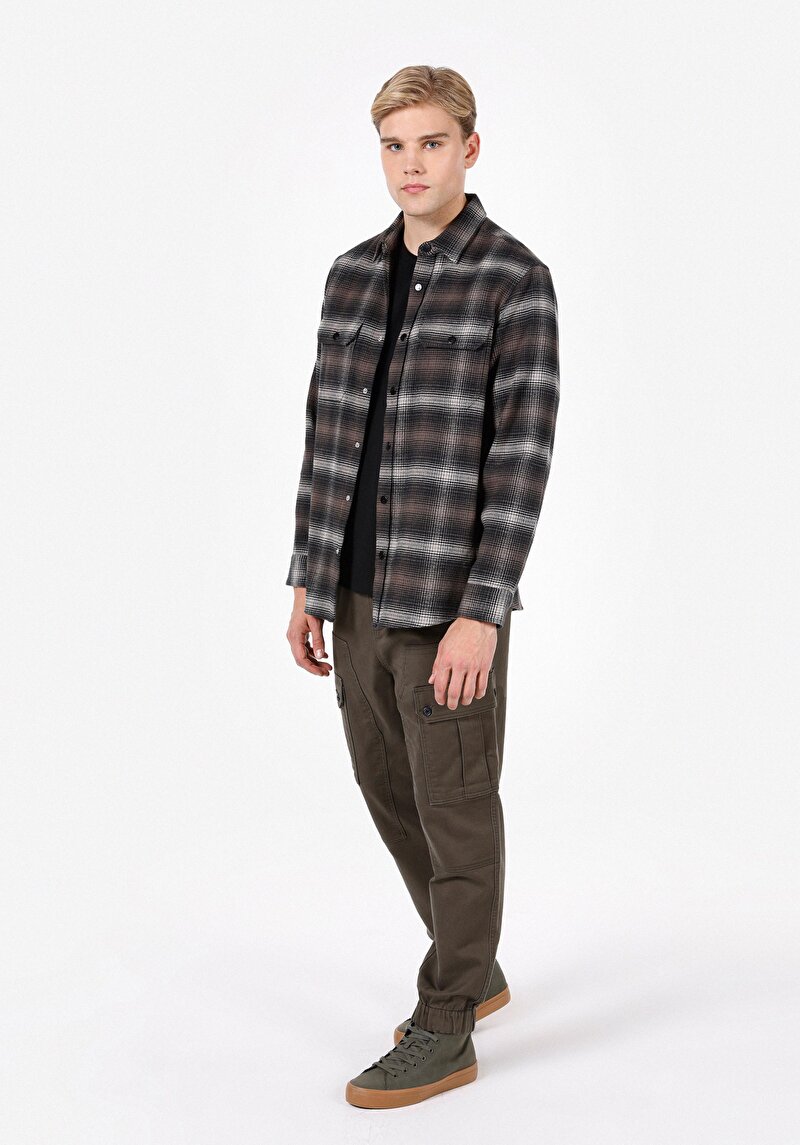 Показати інформацію про Сорочка З Довгим Рукавом Чоловіча Коричнева  Cl1072562