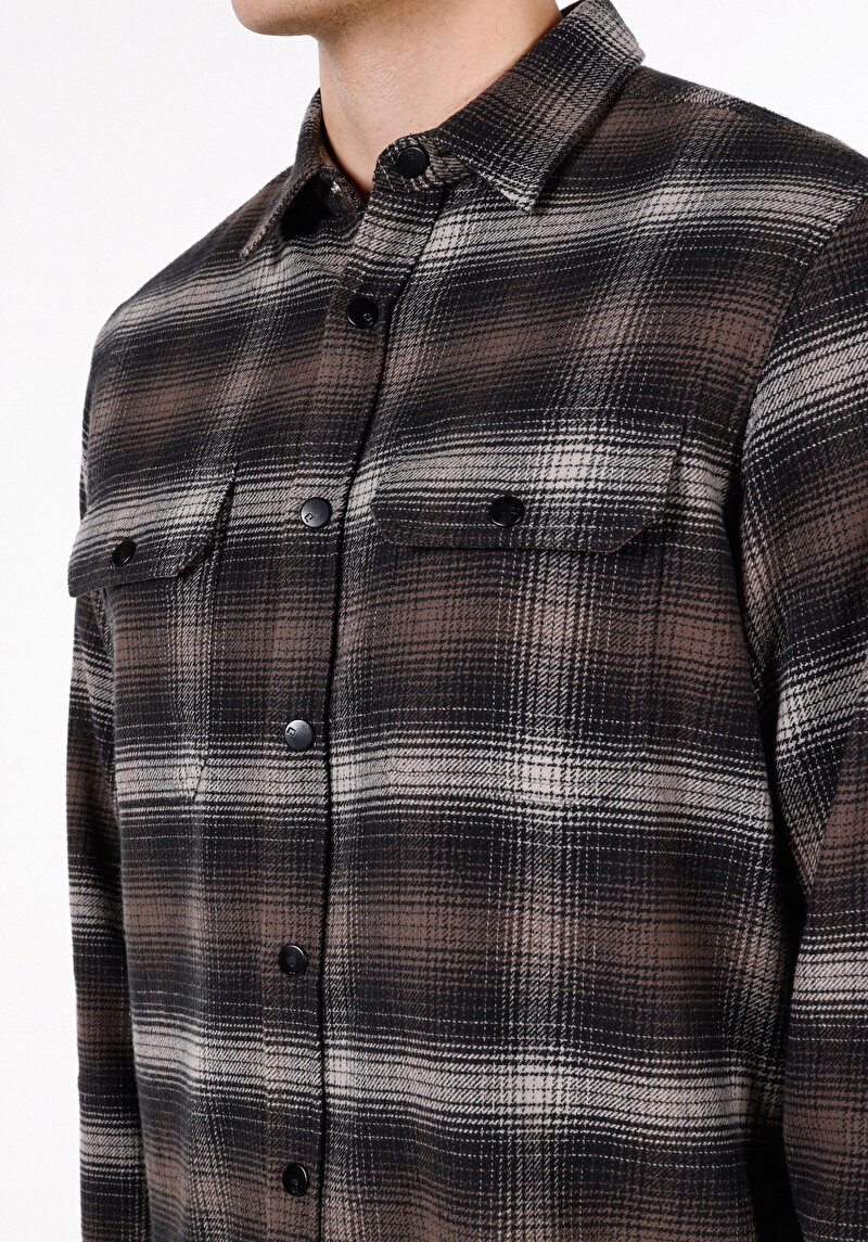 Показати інформацію про Сорочка З Довгим Рукавом Чоловіча Коричнева  Cl1072562