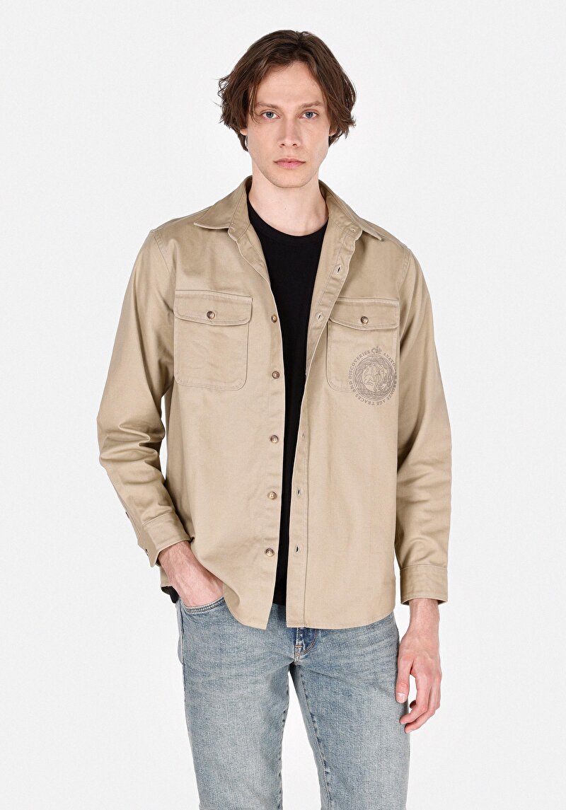 Зображення Сорочка З Довгим Рукавом Чоловіча Бежева Cl1070147