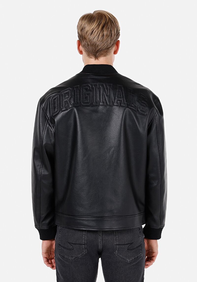 Показати інформацію про Куртка З Еко-шкіри Чоловіча Чорна  Cl1072653