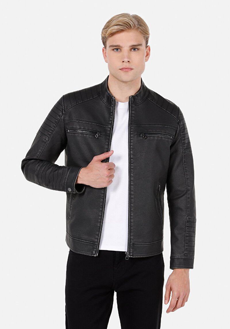 Зображення Куртка З Еко-шкіри Чоловіча Сіра  Cl1072654