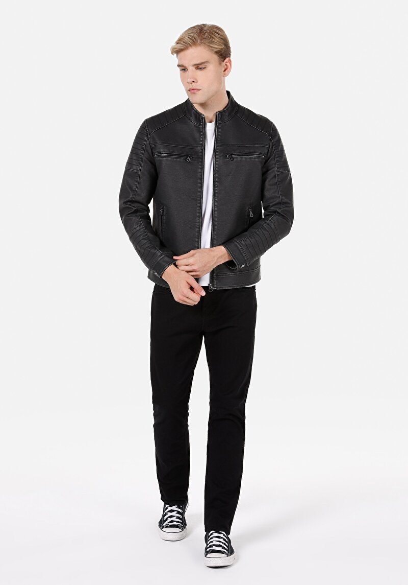 Показати інформацію про Куртка З Еко-шкіри Чоловіча Сіра  Cl1072654