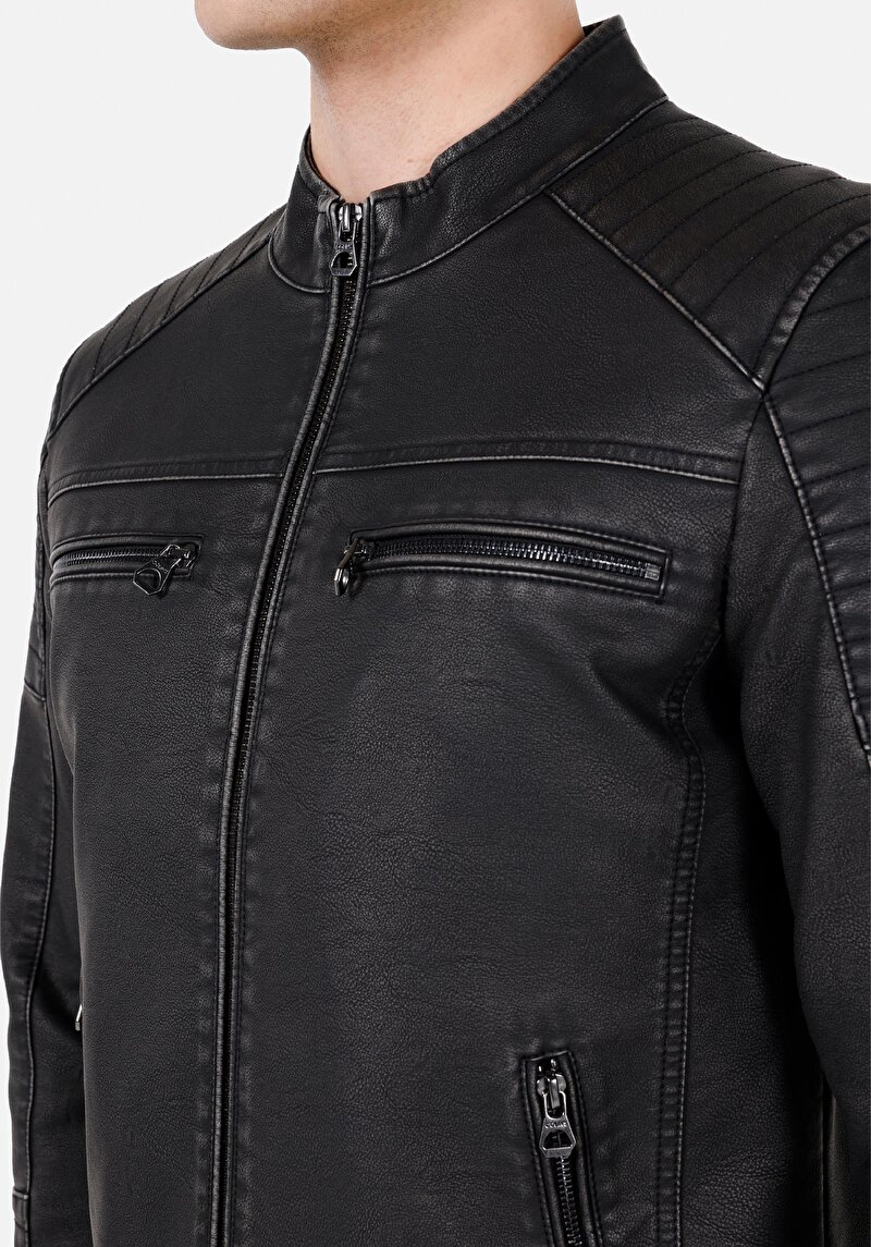 Показати інформацію про Куртка З Еко-шкіри Чоловіча Сіра  Cl1072654