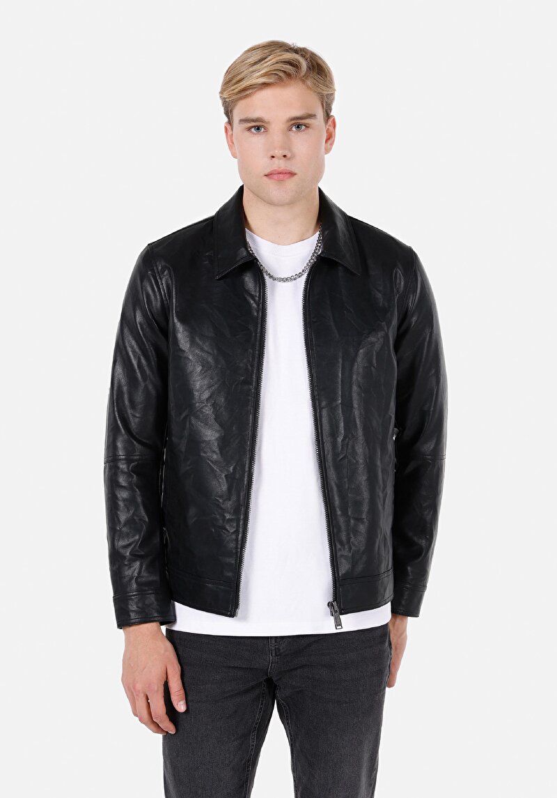 Зображення Куртка З Еко-шкіри Чоловіча Чорна  Cl1072783