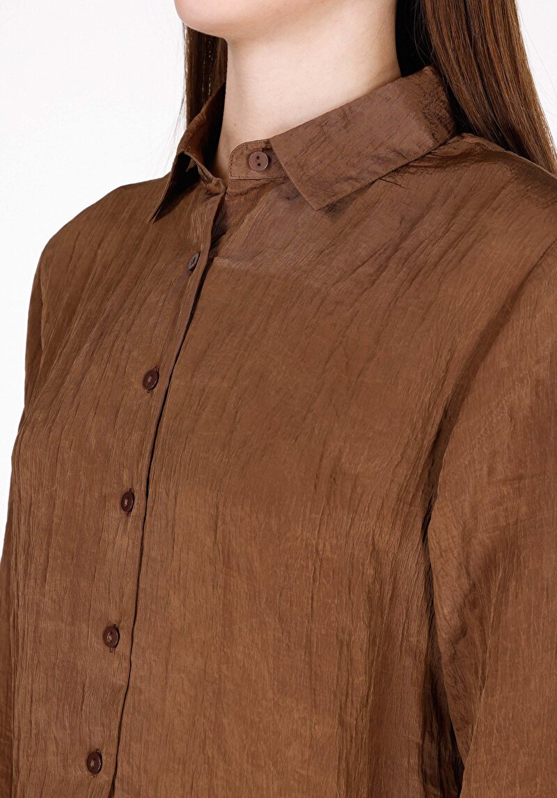 Показати інформацію про Сорочка З Довгим Рукавом Жіноча Коричнева  Cl1073311