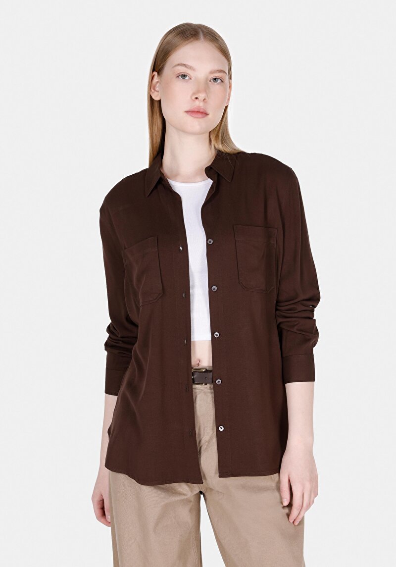 Зображення Сорочка З Довгим Рукавом Жіноча Коричнева  Cl1073413