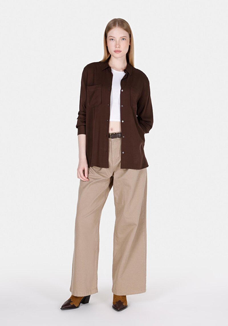 Показати інформацію про Сорочка З Довгим Рукавом Жіноча Коричнева  Cl1073413