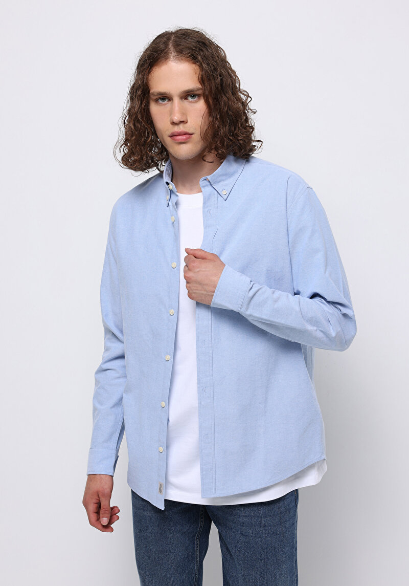 Зображення Сорочка З Довгим Рукавом Чоловіча Блакитна  Cl1073845