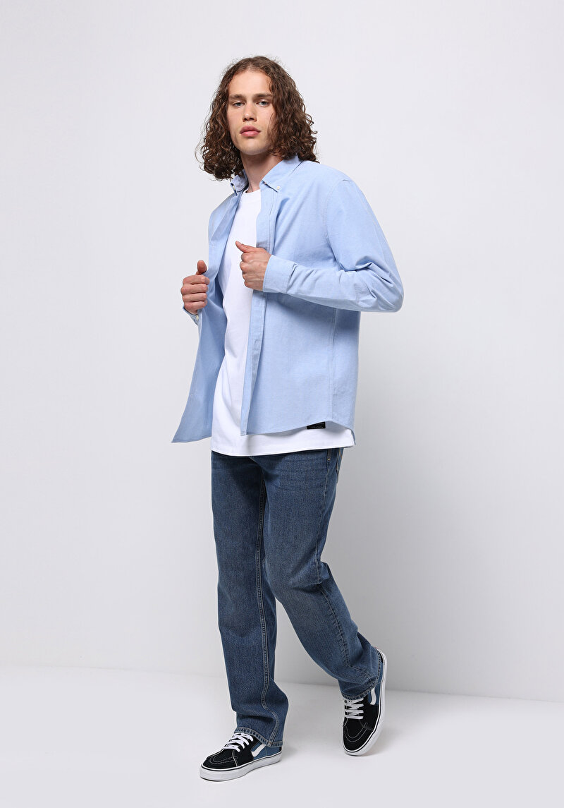 Зображення Сорочка З Довгим Рукавом Чоловіча Блакитна Cl1073845