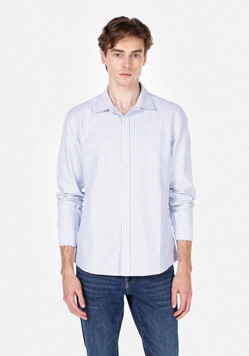 Зображення Сорочка З Довгим Рукавом Чоловіча Блакитна  Cl1074004