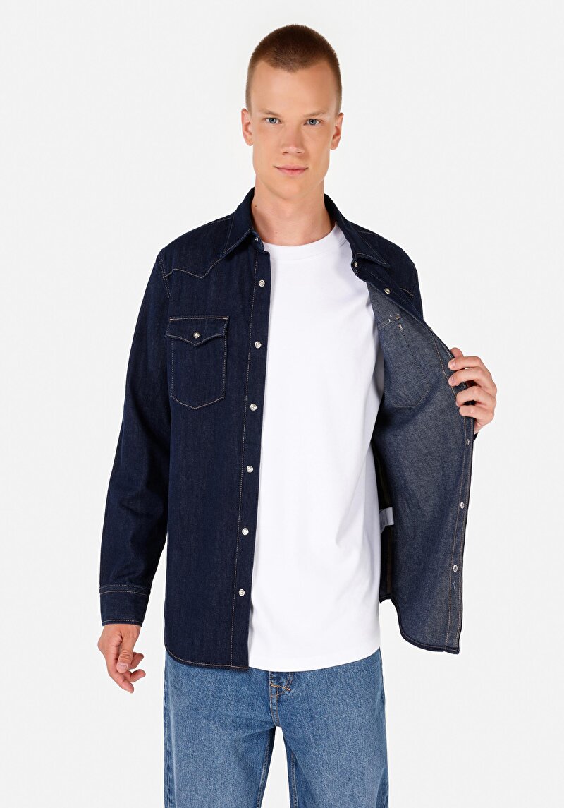 Показати інформацію про Сорочка З Довгим Рукавом Чоловіча Блакитна  Cl1071358