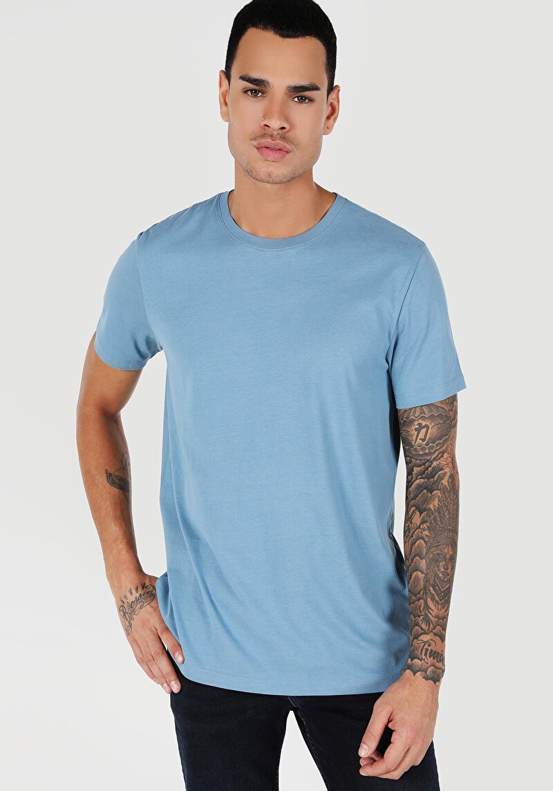 Показати інформацію про Футболка З Коротким Рукавом Чоловіча Блакитна  Cl1058592