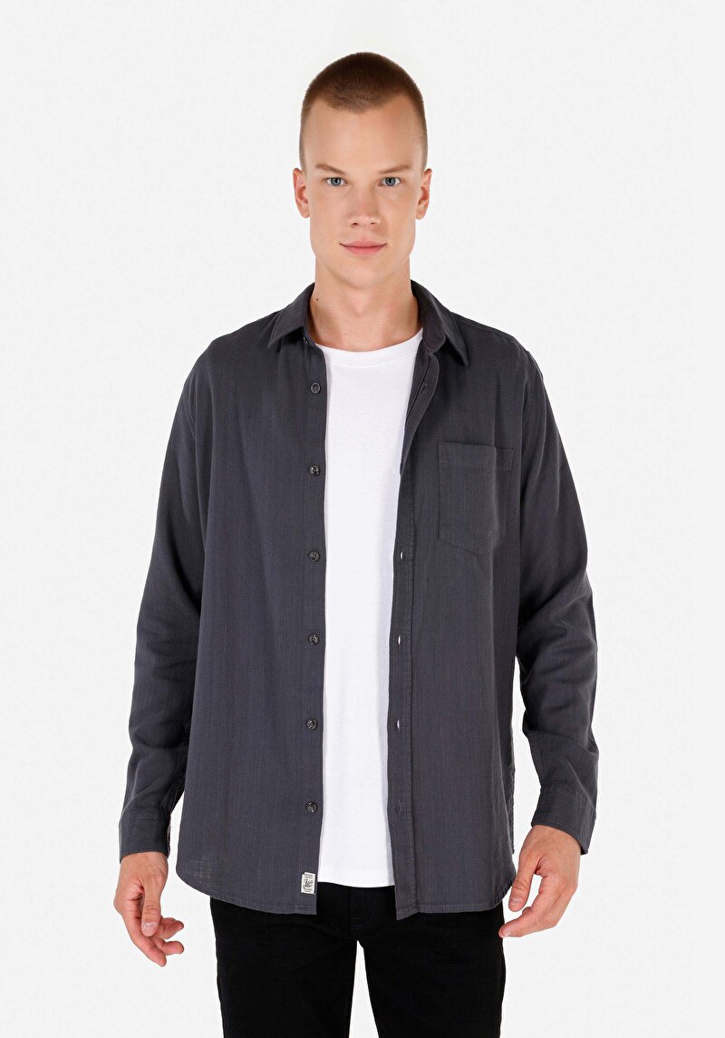 Зображення Сорочка З Довгим Рукавом Чоловіча Сіра Cl1072340