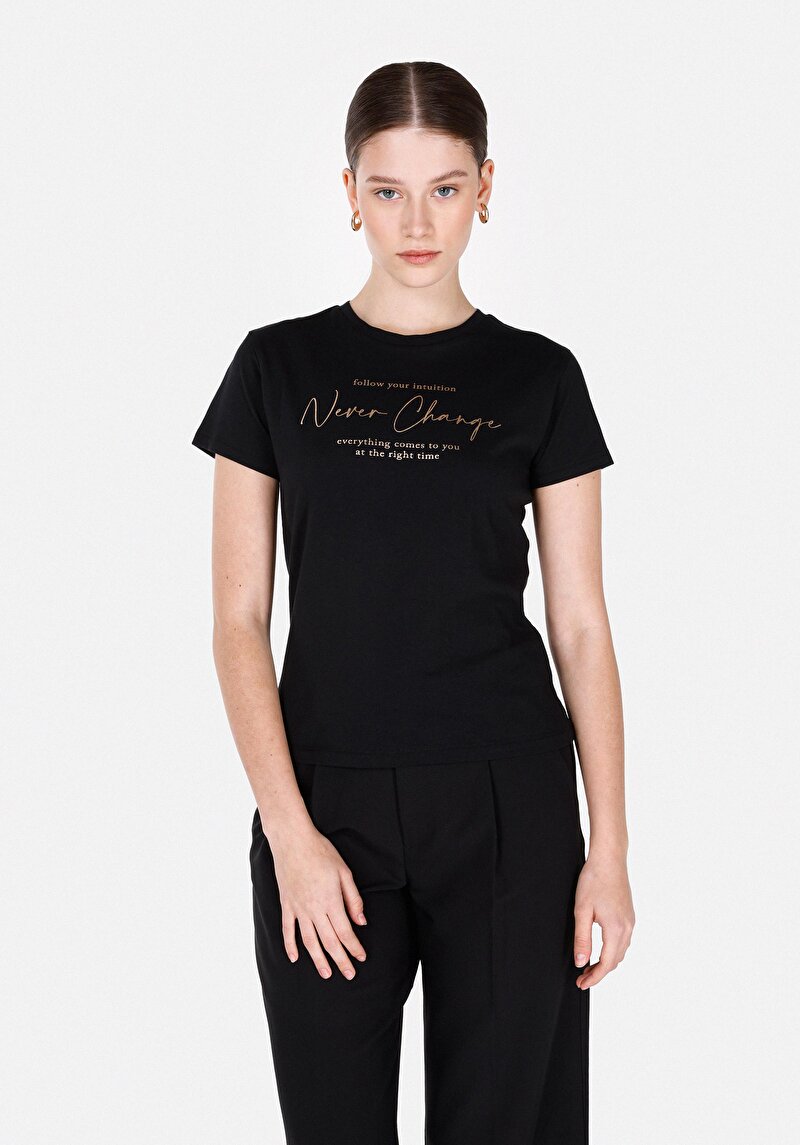 Зображення Футболка З Коротким Рукавом Жіноча Чорна  Cl1073449