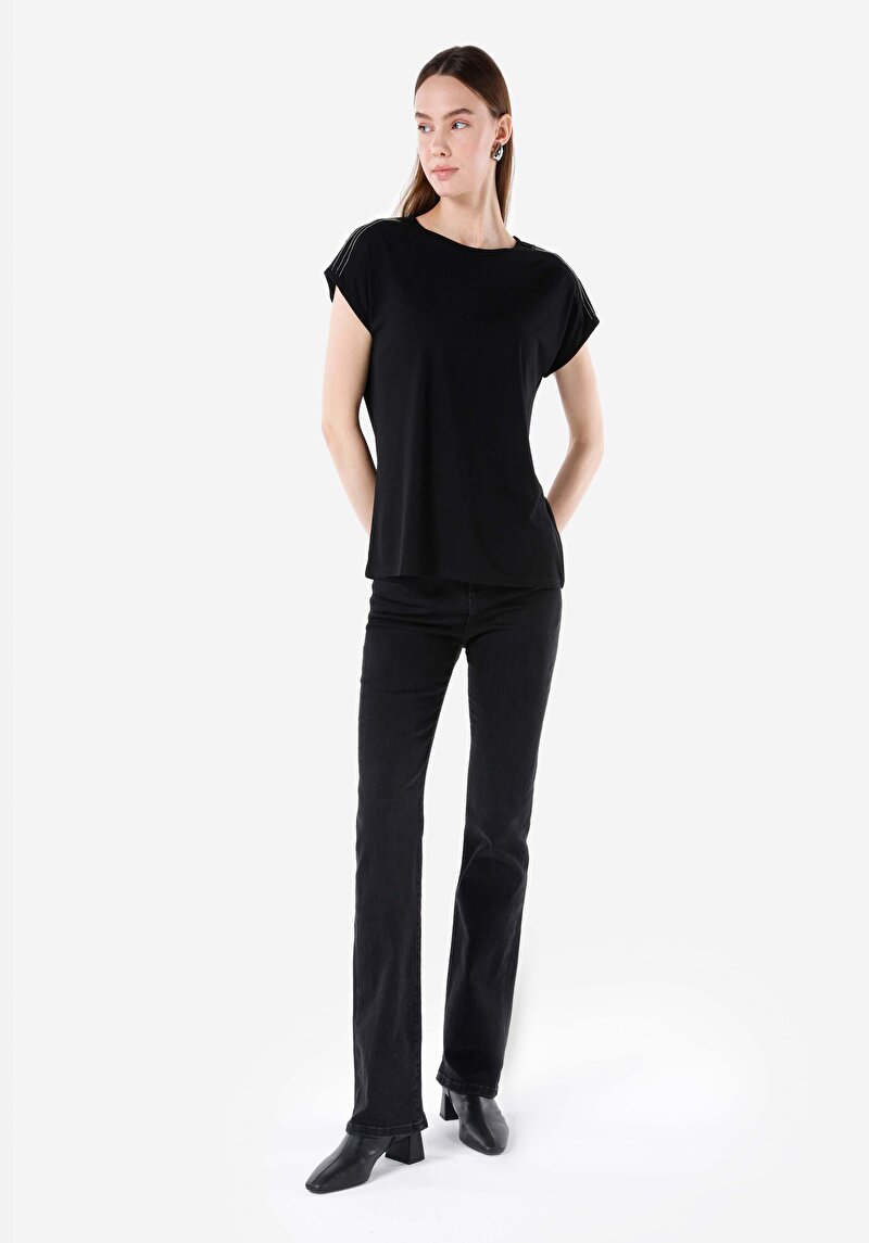 Показати інформацію про Футболка З Коротким Рукавом Жіноча Чорна  Cl1067289