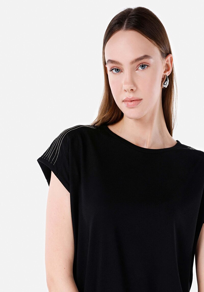 Показати інформацію про Футболка З Коротким Рукавом Жіноча Чорна  Cl1067289