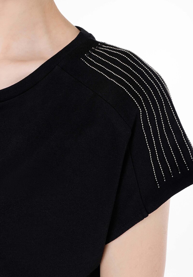 Показати інформацію про Футболка З Коротким Рукавом Жіноча Чорна  Cl1067289