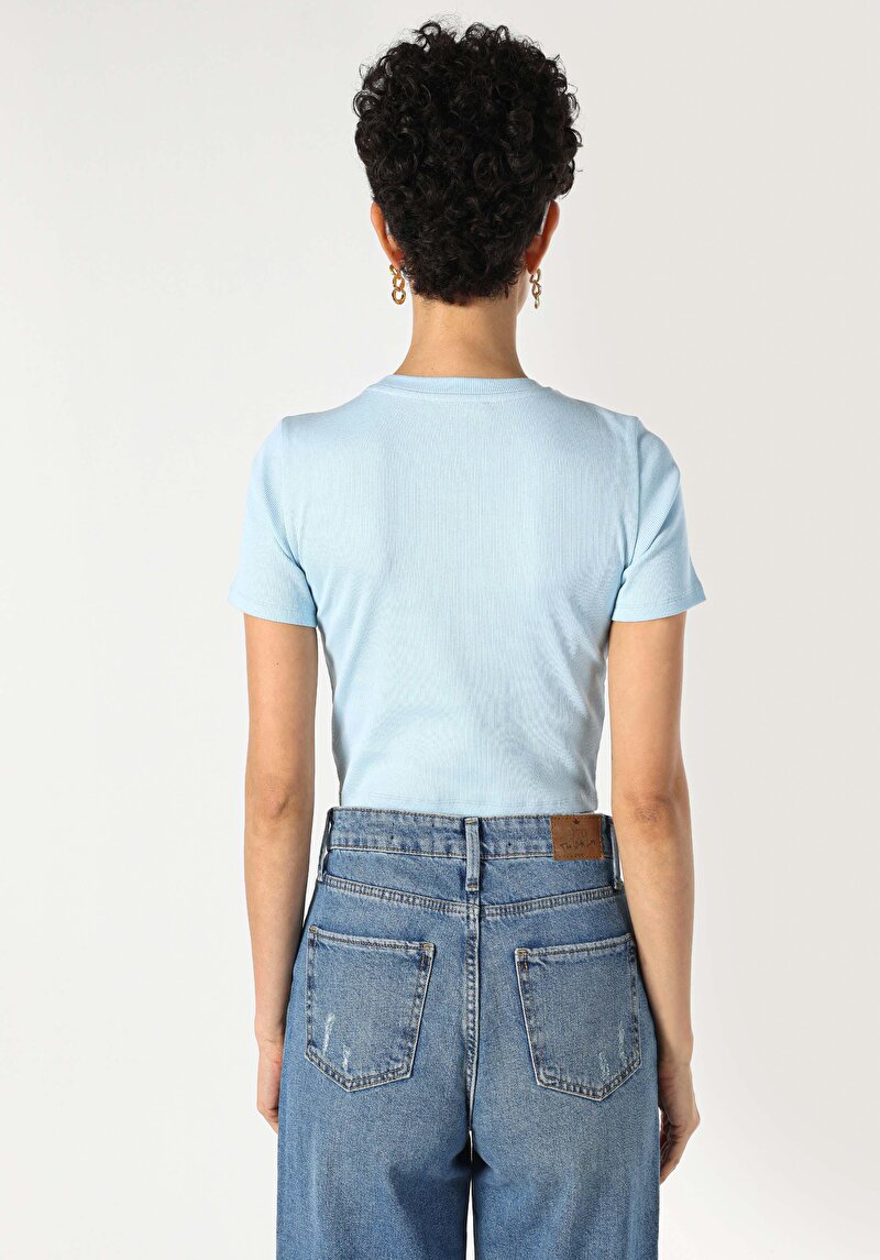 Показати інформацію про Футболка З Коротким Рукавом Жіноча Блакитна  Cl1064044