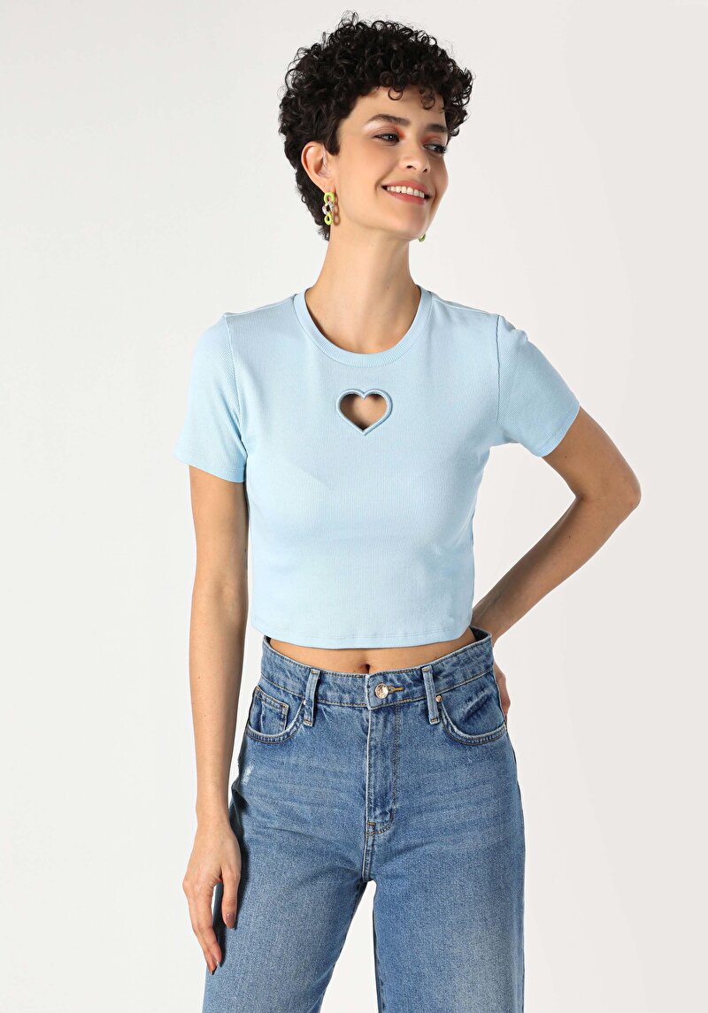 Показати інформацію про Футболка З Коротким Рукавом Жіноча Блакитна  Cl1064044