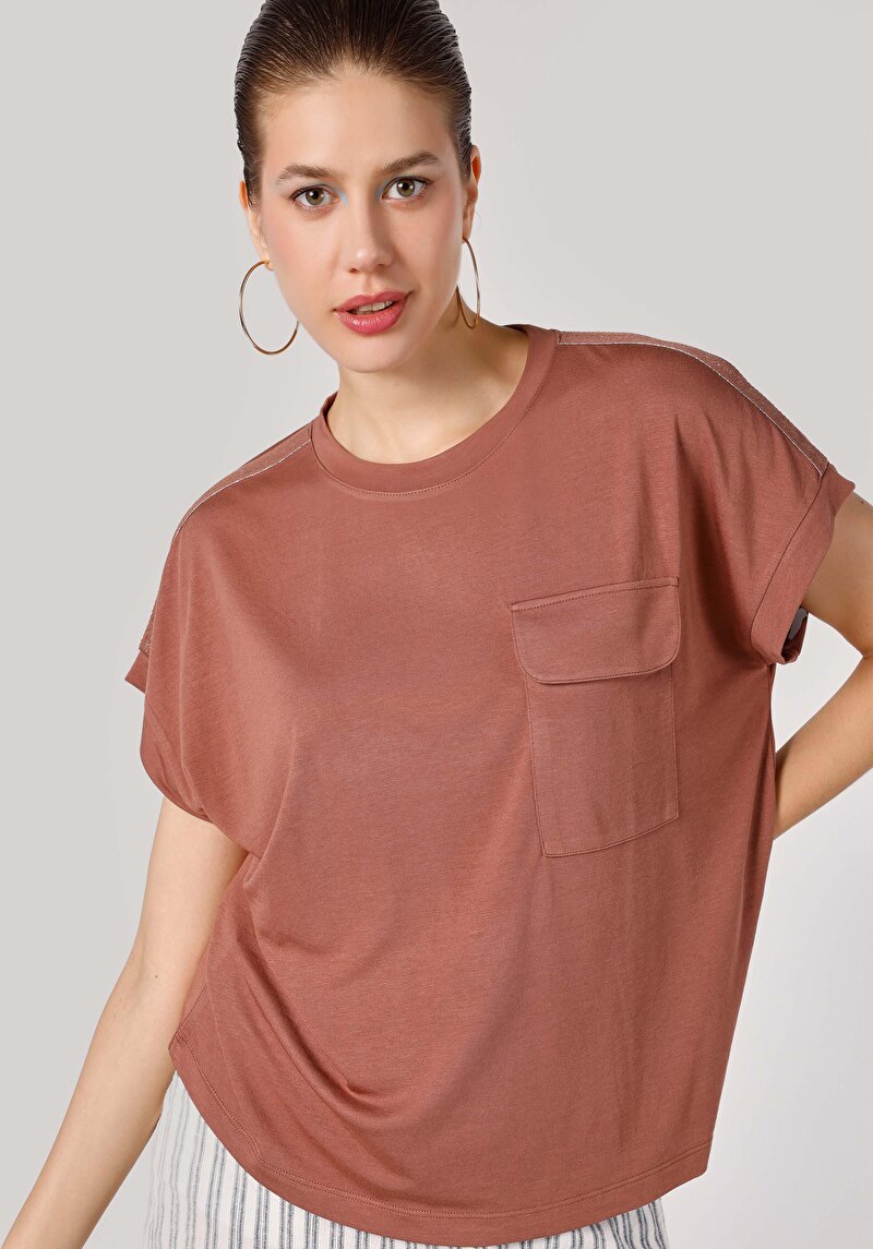 Зображення Футболка З Коротким Рукавом Жіноча Коричнева  Cl1064063