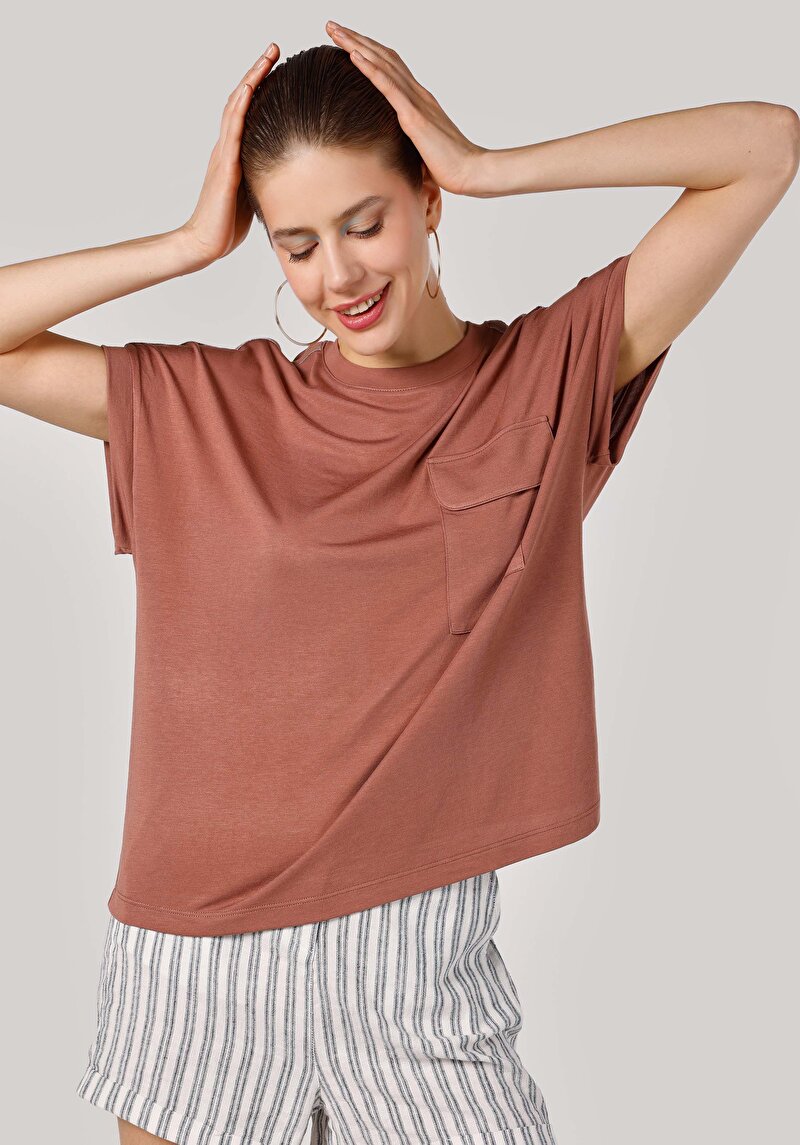 Показати інформацію про Футболка З Коротким Рукавом Жіноча Коричнева  Cl1064063