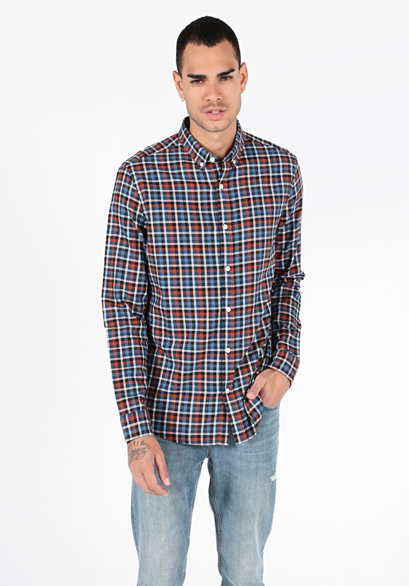 Показати інформацію про Сорочка З Довгим Рукавом Чоловіча Синя  Cl1051386