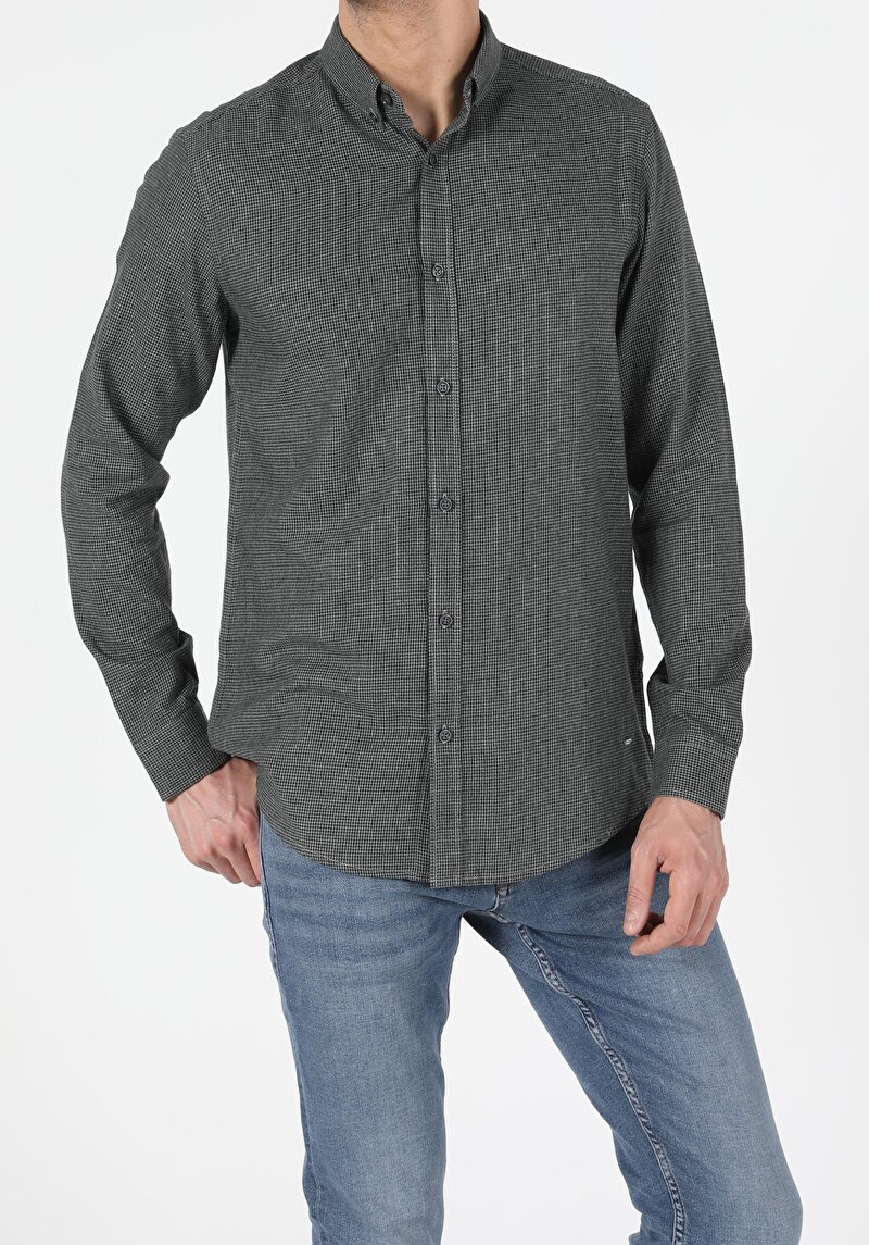 Показати інформацію про Сорочка З Довгим Рукавом Чоловіча Зелена  Cl1052342