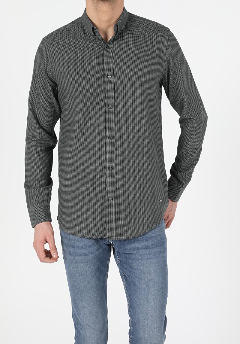 Показати інформацію про Сорочка З Довгим Рукавом Чоловіча Зелена  Cl1052342