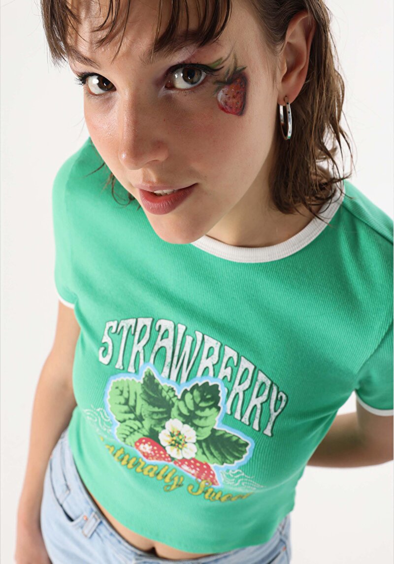 Зображення Футболка З Коротким Рукавом Жіноча Зелена Cl1064266