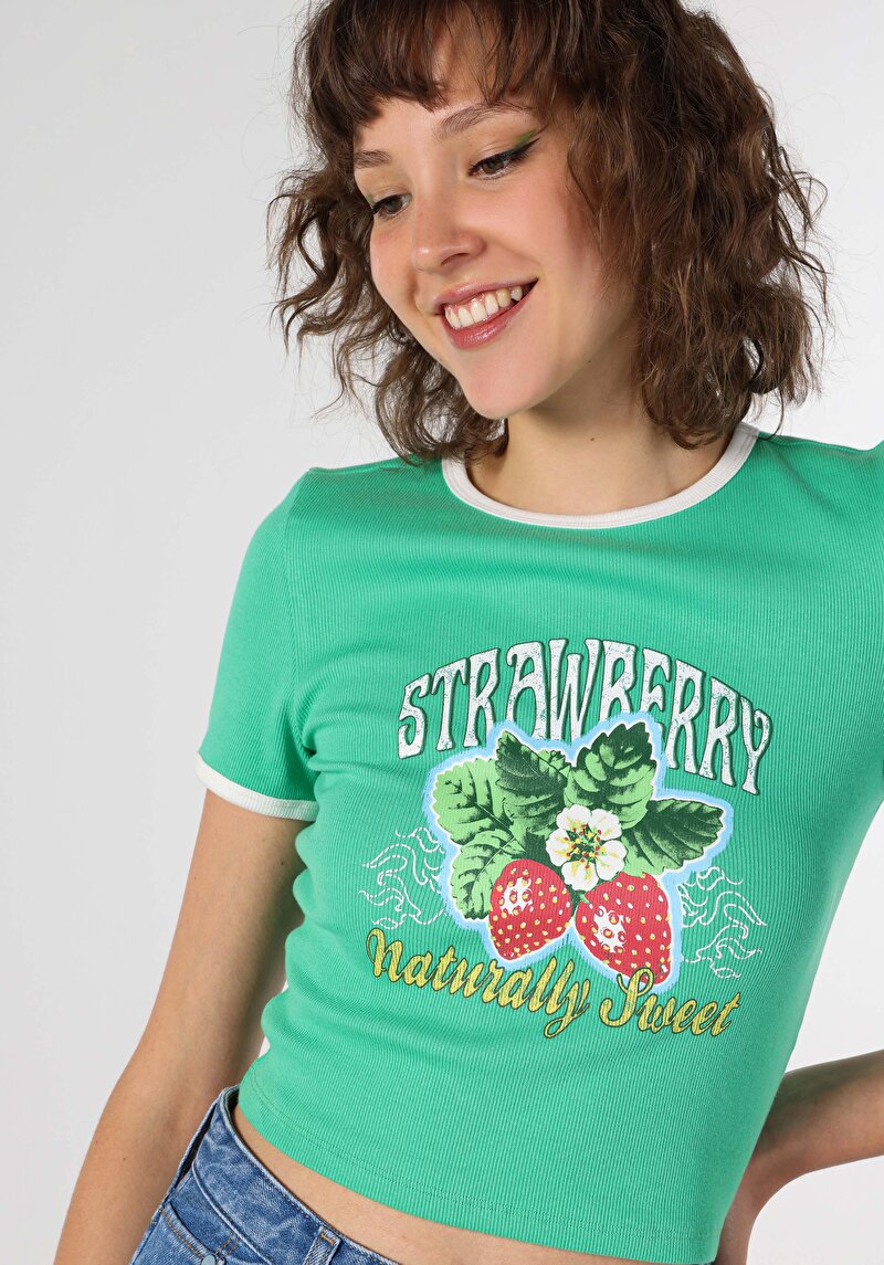 Показати інформацію про Футболка З Коротким Рукавом Жіноча Зелена  Cl1064266