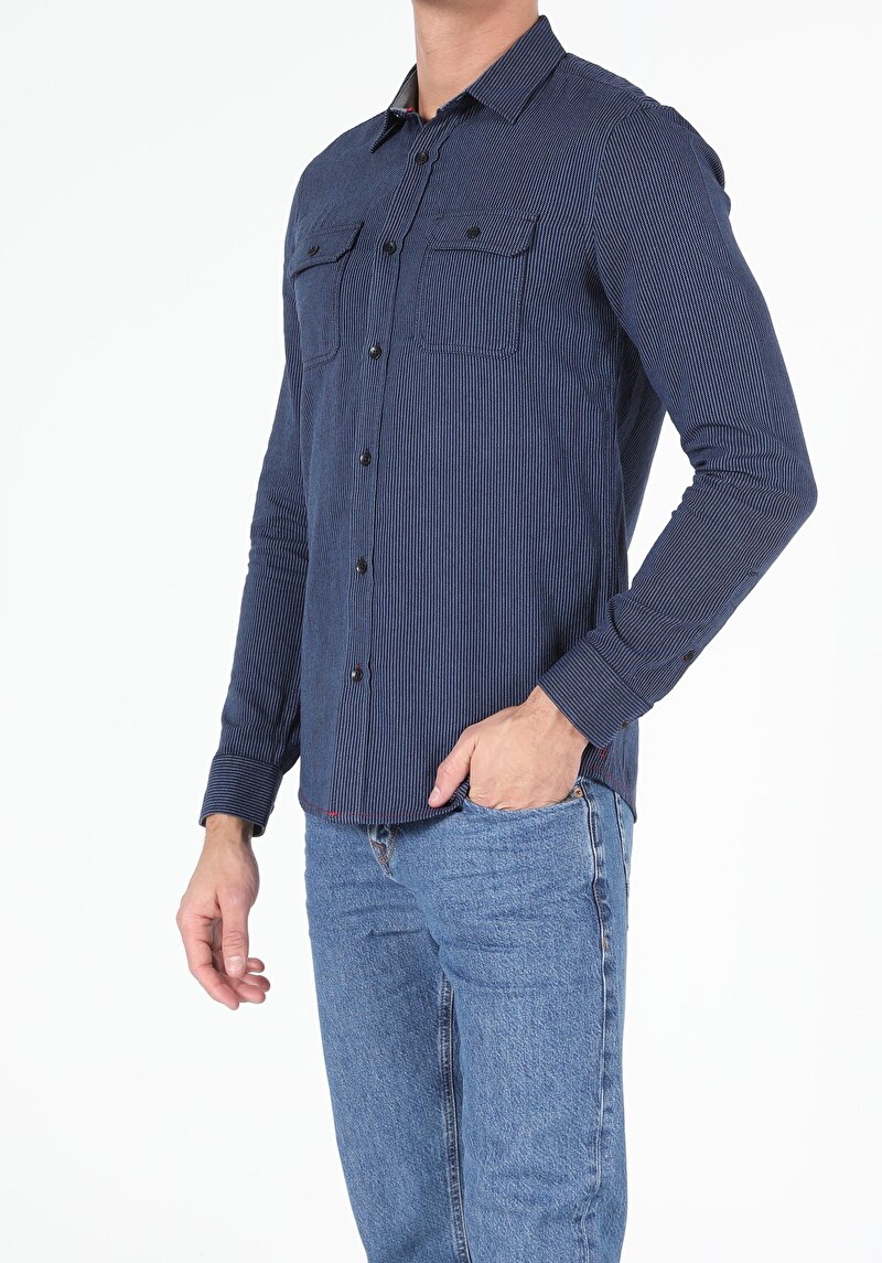 Показати інформацію про Сорочка З Довгим Рукавом Чоловіча Блакитна  Cl1052351