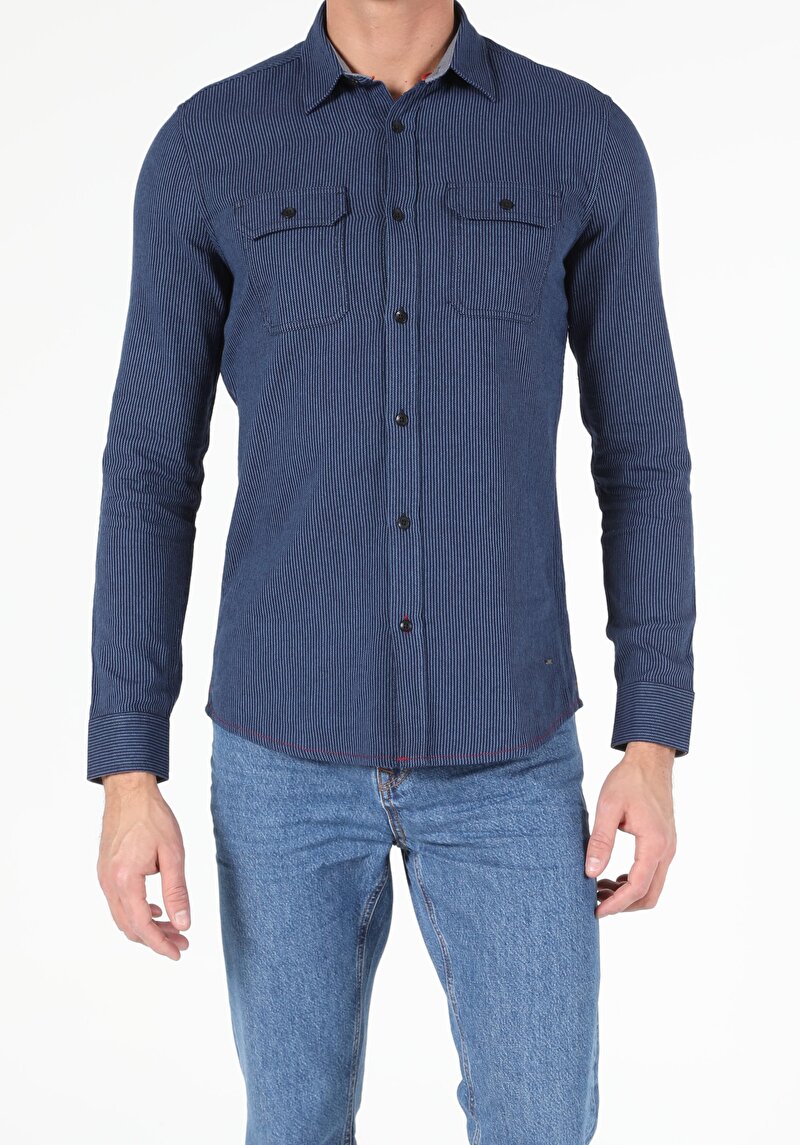 Показати інформацію про Сорочка З Довгим Рукавом Чоловіча Блакитна  Cl1052351