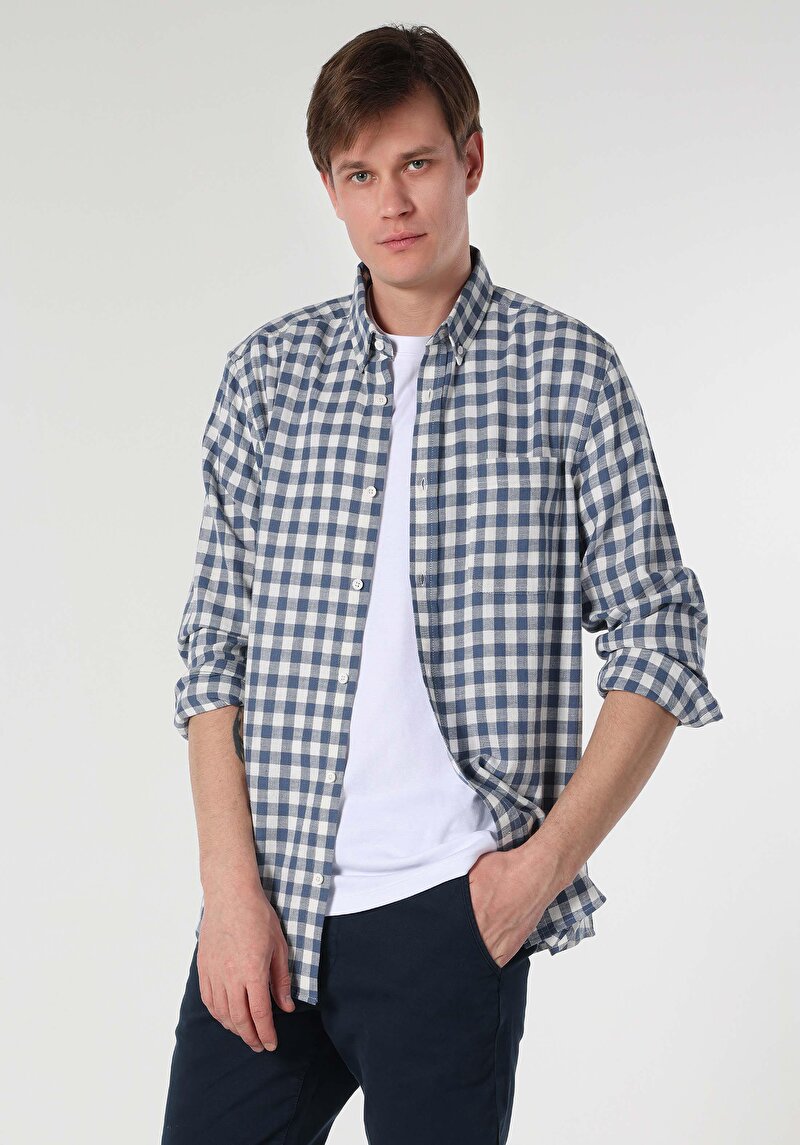 Зображення Сорочка З Довгим Рукавом Чоловіча Блакитна  Cl1061786