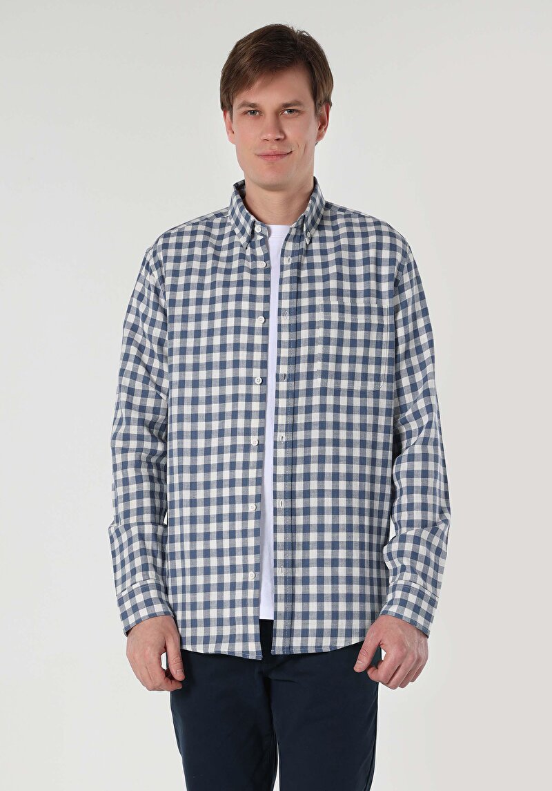 Показати інформацію про Сорочка З Довгим Рукавом Чоловіча Блакитна  Cl1061786