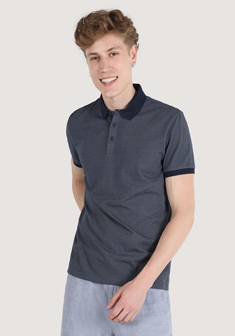 Зображення Поло З Коротким Рукавом Чоловіче Синє  Cl1064290