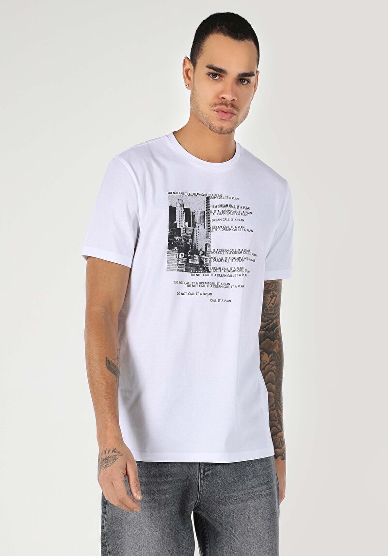 Показати інформацію про Футболка З Коротким Рукавом Чоловіча Біла  Cl1061808