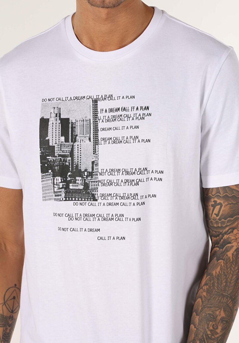 Показати інформацію про Футболка З Коротким Рукавом Чоловіча Біла  Cl1061808