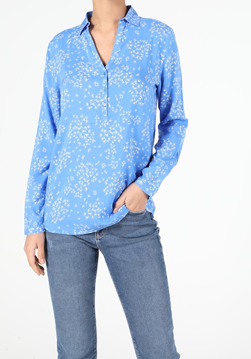 Зображення Сорочка З Довгим Рукавом Жіноча Блакитна  Cl1053416
