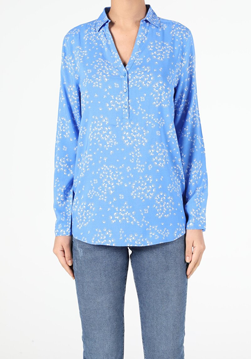Зображення Сорочка З Довгим Рукавом Жіноча Блакитна  Cl1053416