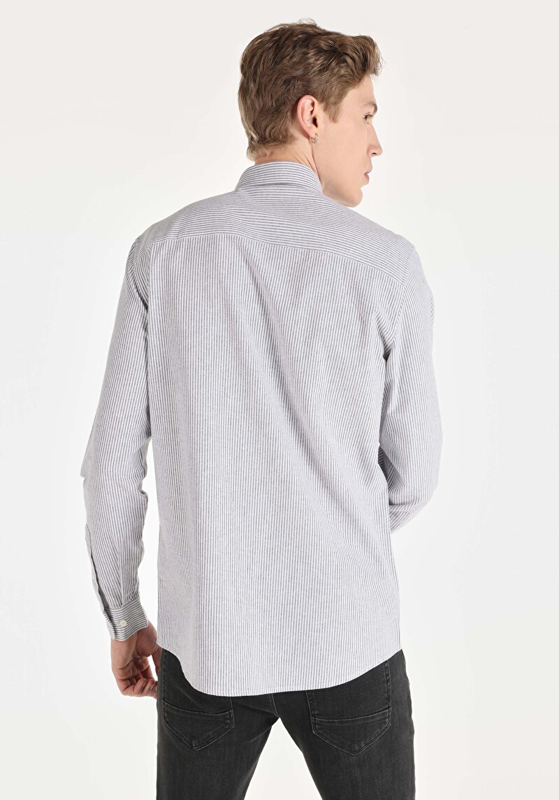 Показати інформацію про Сорочка З Довгим Рукавом Чоловіча Сіра  Cl1064631