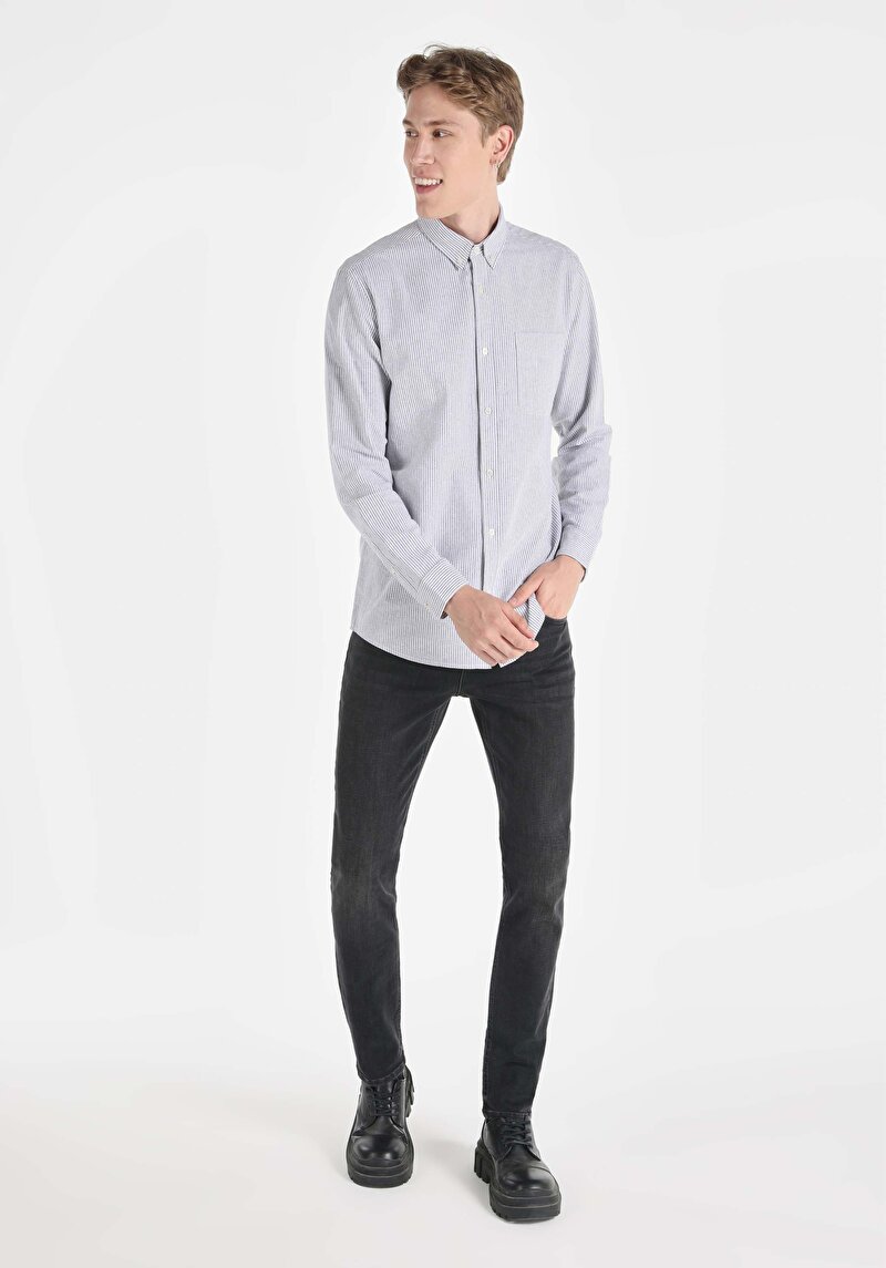 Показати інформацію про Сорочка З Довгим Рукавом Чоловіча Сіра  Cl1064631