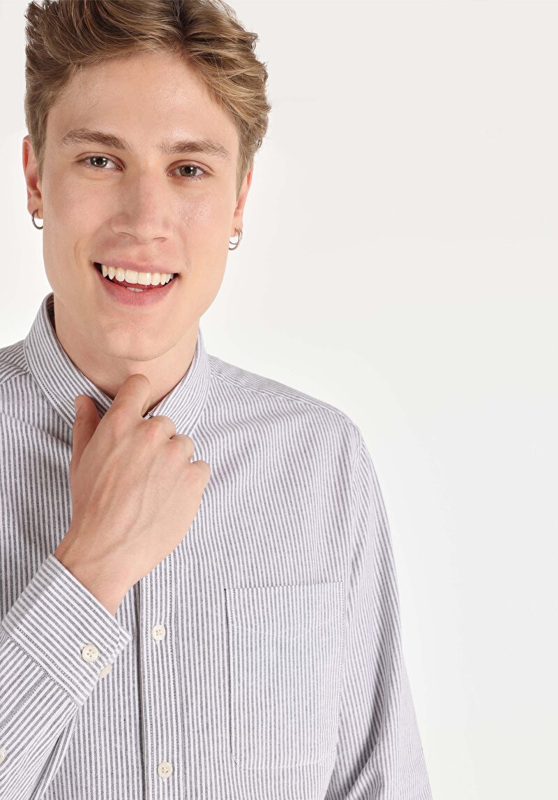 Показати інформацію про Сорочка З Довгим Рукавом Чоловіча Сіра  Cl1064631