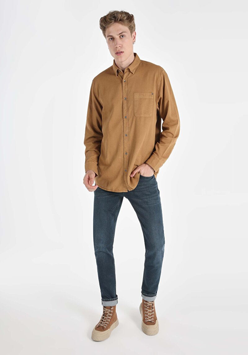 Зображення Сорочка З Довгим Рукавом Чоловіча Коричнева Cl1064676